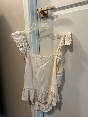 Express Cream Ruffle Strap Camisole